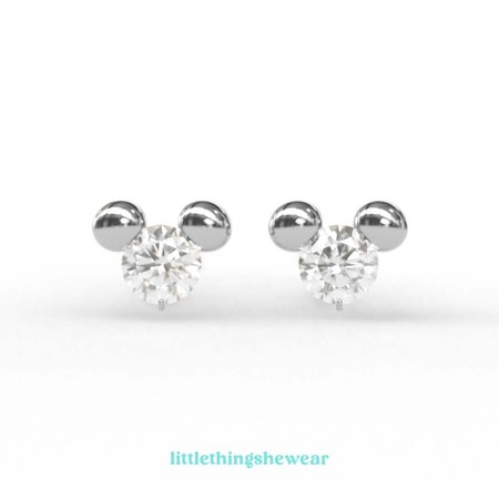 Littlethingshewear Anting Emas Bayi Little Mouse Swarovski 2