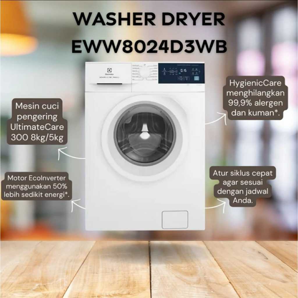 Electrolux AB Electrolux Mesin Cuci Pengering UltimateCare 300 EWW8024D3WB
