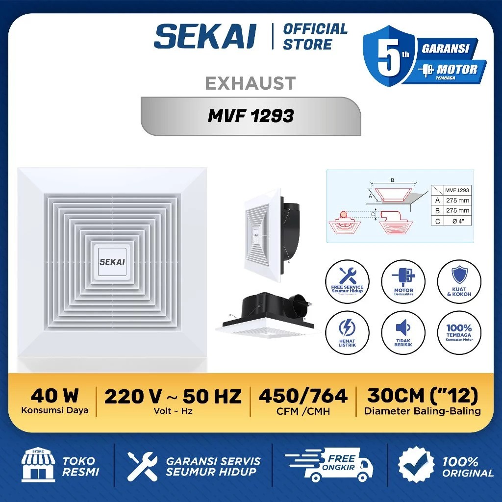 Sekai Exhaust Fan Hexos 12 Inch 3