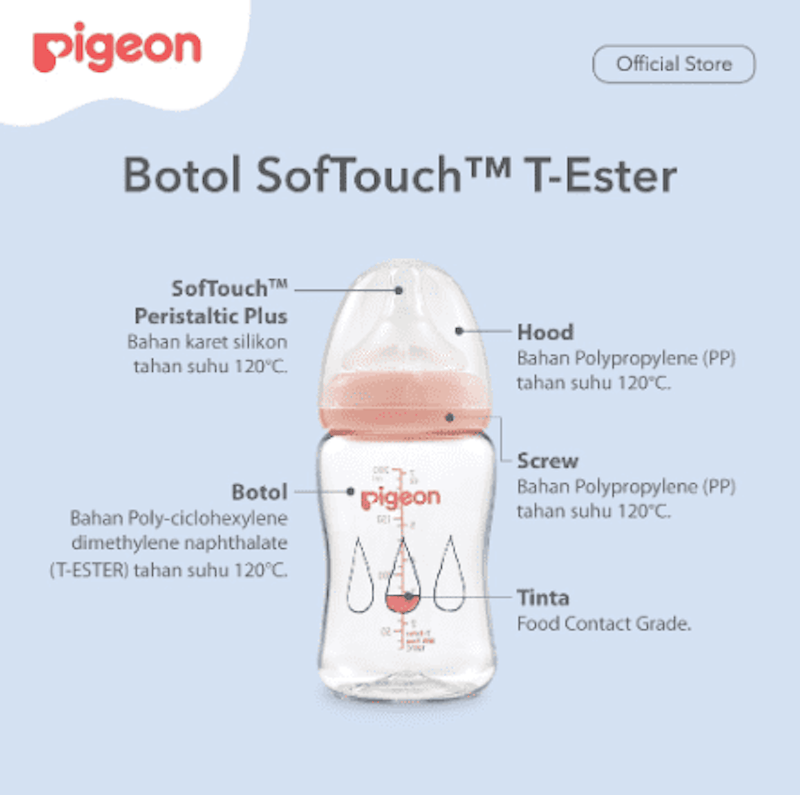 Botol T-Ester Wide Neck 200ml Light Green W/ P-Plus Nipple 3