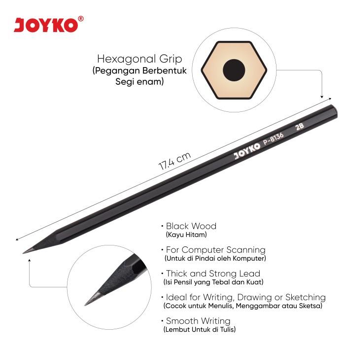 JOYKO Pensil Black Wood 2B P-8136