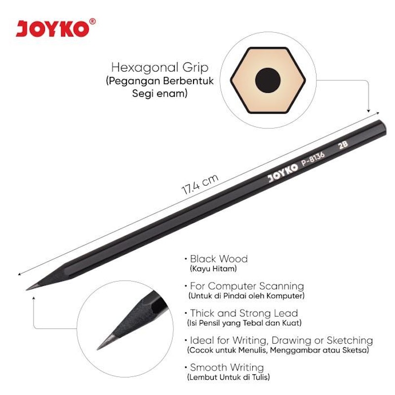 Pensil Black Wood 2B 2