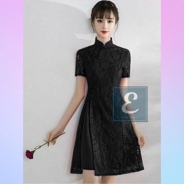  EF Mini Dress Cheongsam Brukat