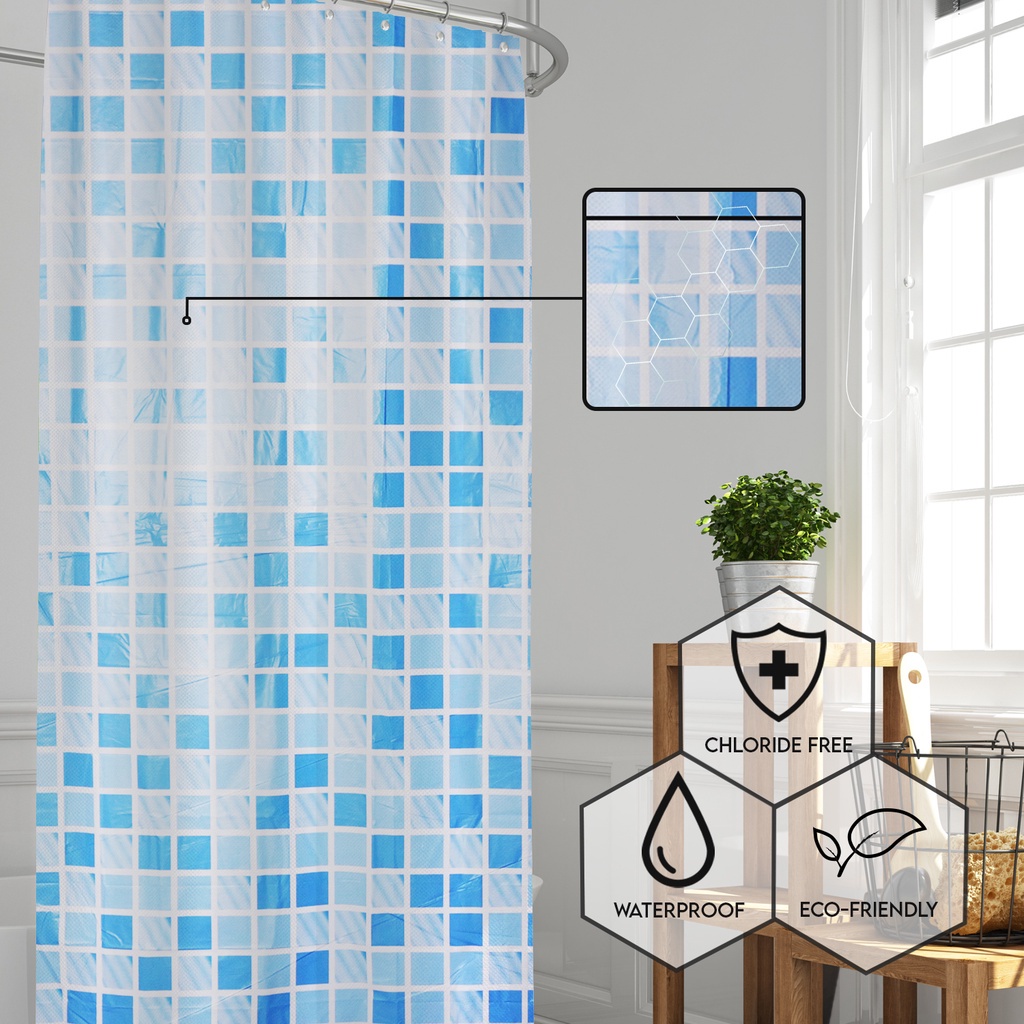 Shower Curtain Ukuran Motif Kotak-Kotak 4
