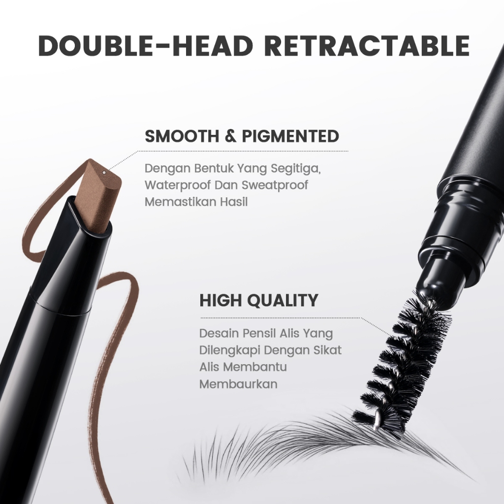 FCL Internasional Indonesia FOCALLURE Waterproof Long Lasting Eyebrow Pencil 01 Dark Gray FA-18