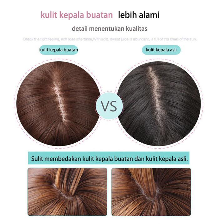  Full Wig Korean 70 cm Hitam Alami