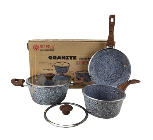 Supra Semicast Stone Series Granite Panci Set 5 Pcs