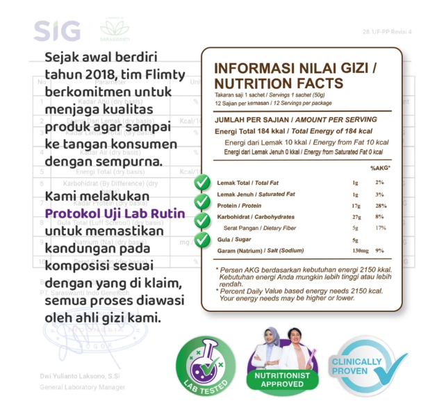 Anugerah Inovasi Makmur Indonesia Flimeal Meal Replacement 1 Box (Isi 12 Sachet) Coklat Susu