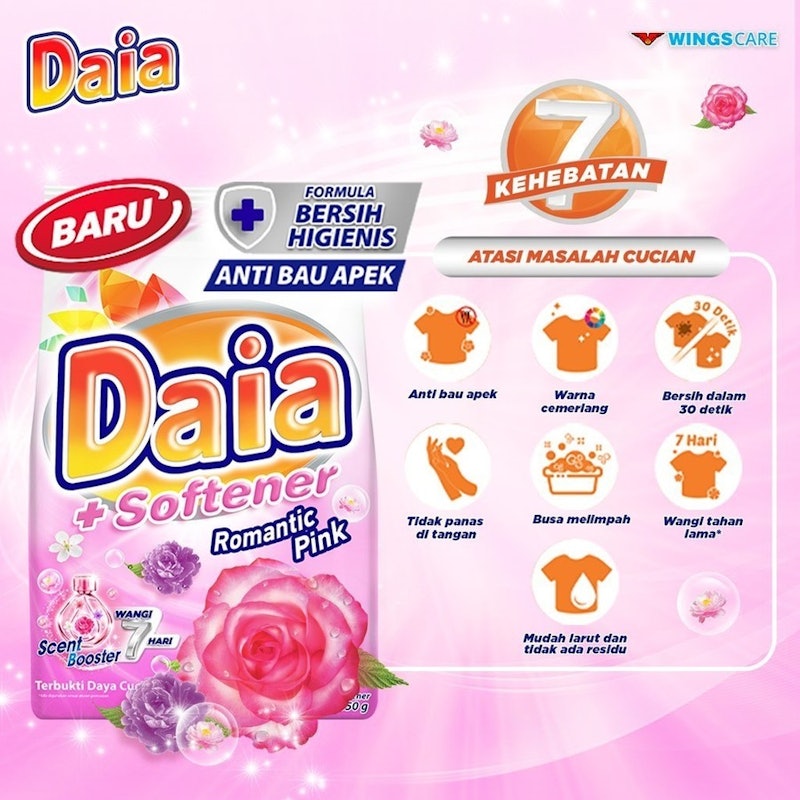 Detergen Bubuk + Softener Romantic Pink 3