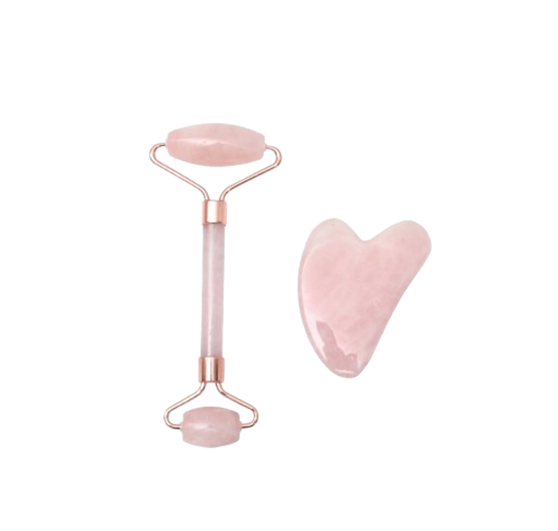 Ataru Set 2 Pcs Roller & Gua Sha Rose Quart 1