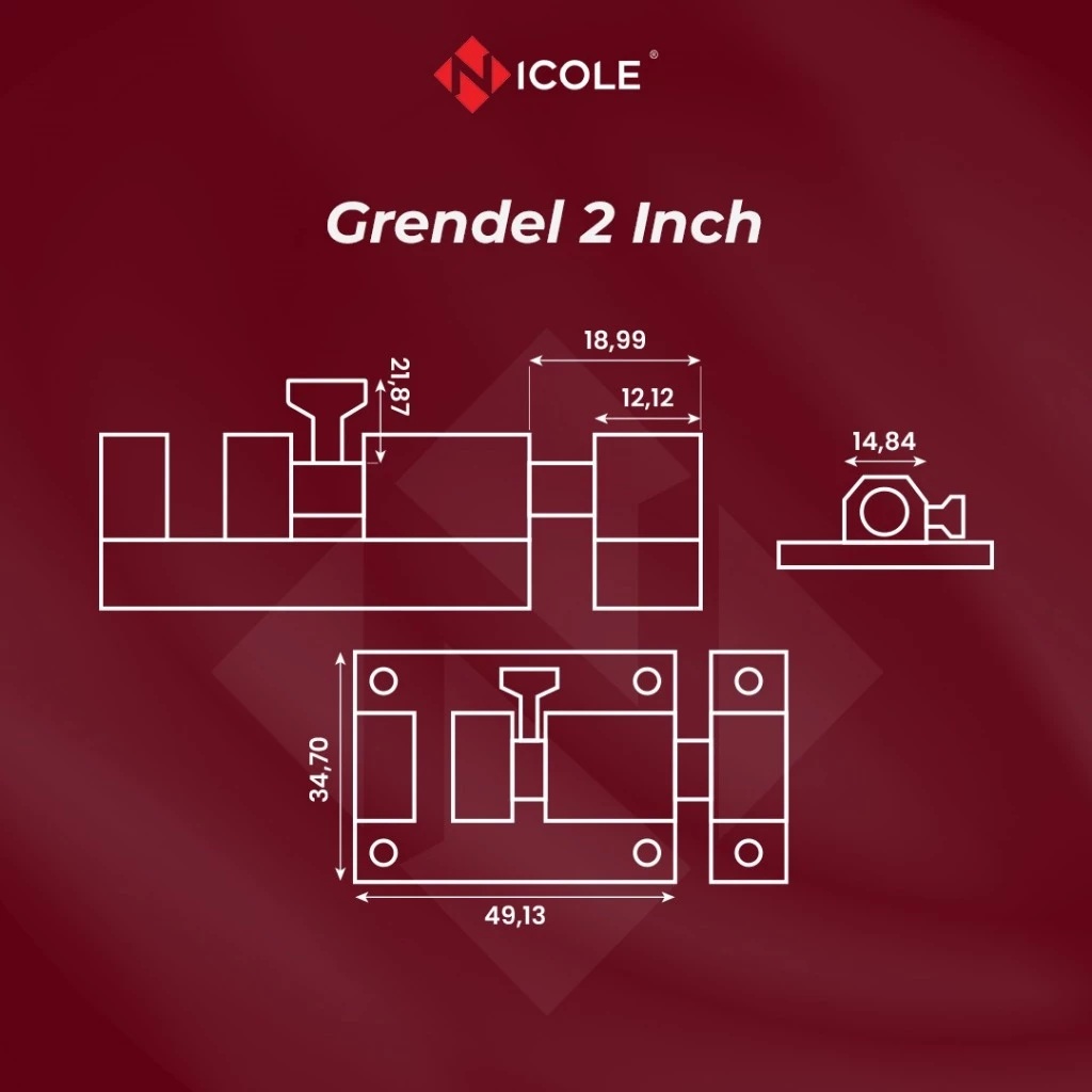 Arga Anggala Sentosa Nicole Grendel Slot Pintu Bulat Segi 6 / Hexagon Door Bolt Black