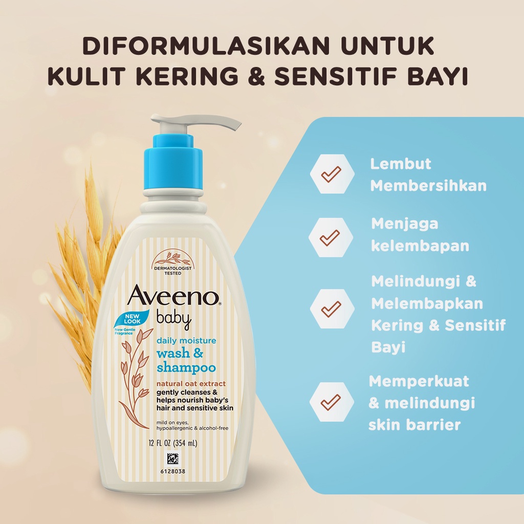Johnson & Johnson Indonesia Aveeno Baby Daily Moisture Wash & Shampoo