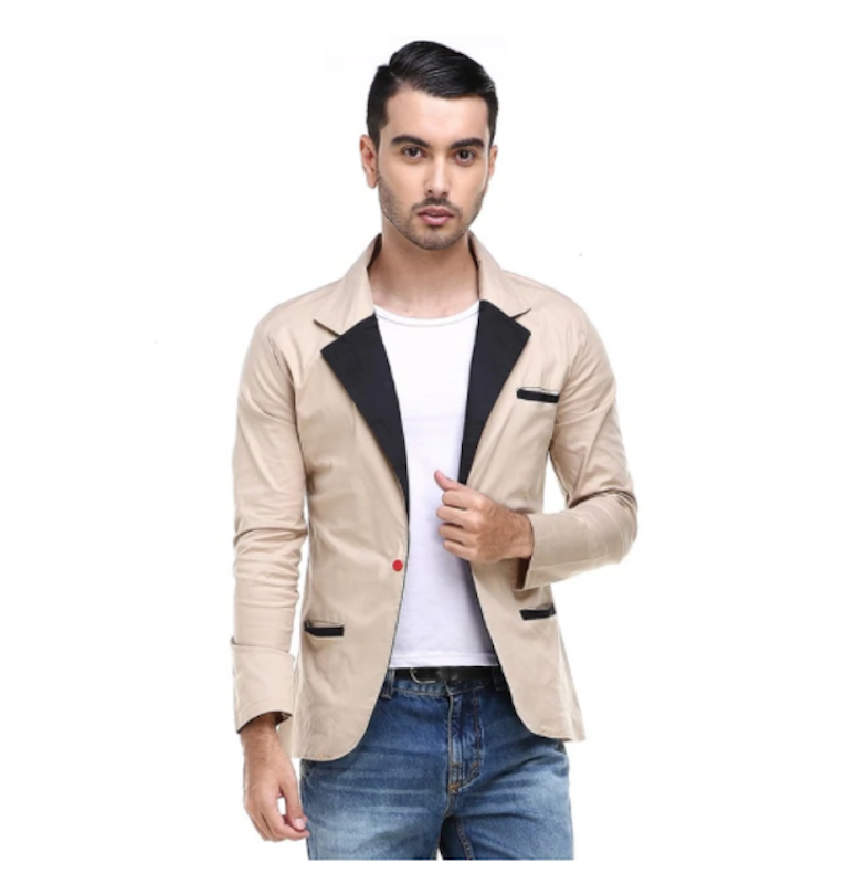 Woreq Jas Blazer Pria Pockets Two Tone Formal Casual 1