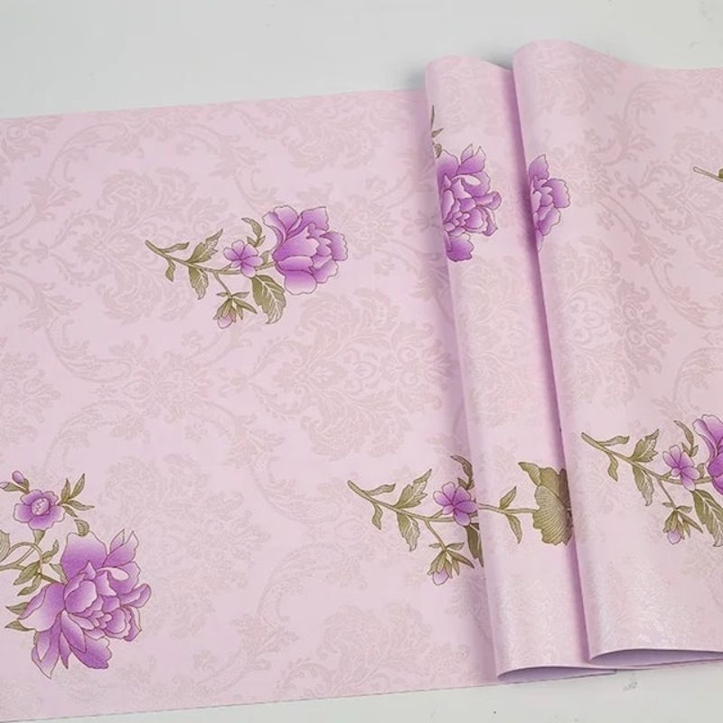 Wallpaper Dinding Motif Bunga Rose Ungu 2