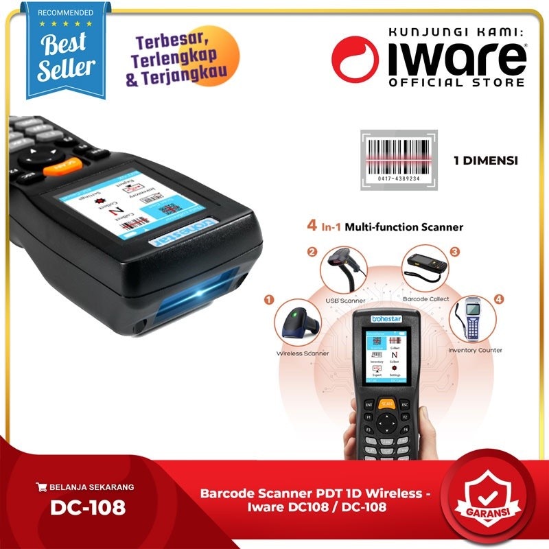 Iware Barcode Scanner PDT 1D Wireless 2