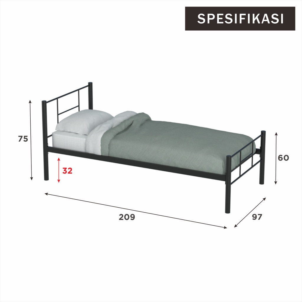  Citra Furniture Shumo Ranjang Besi 90 cm CTR3