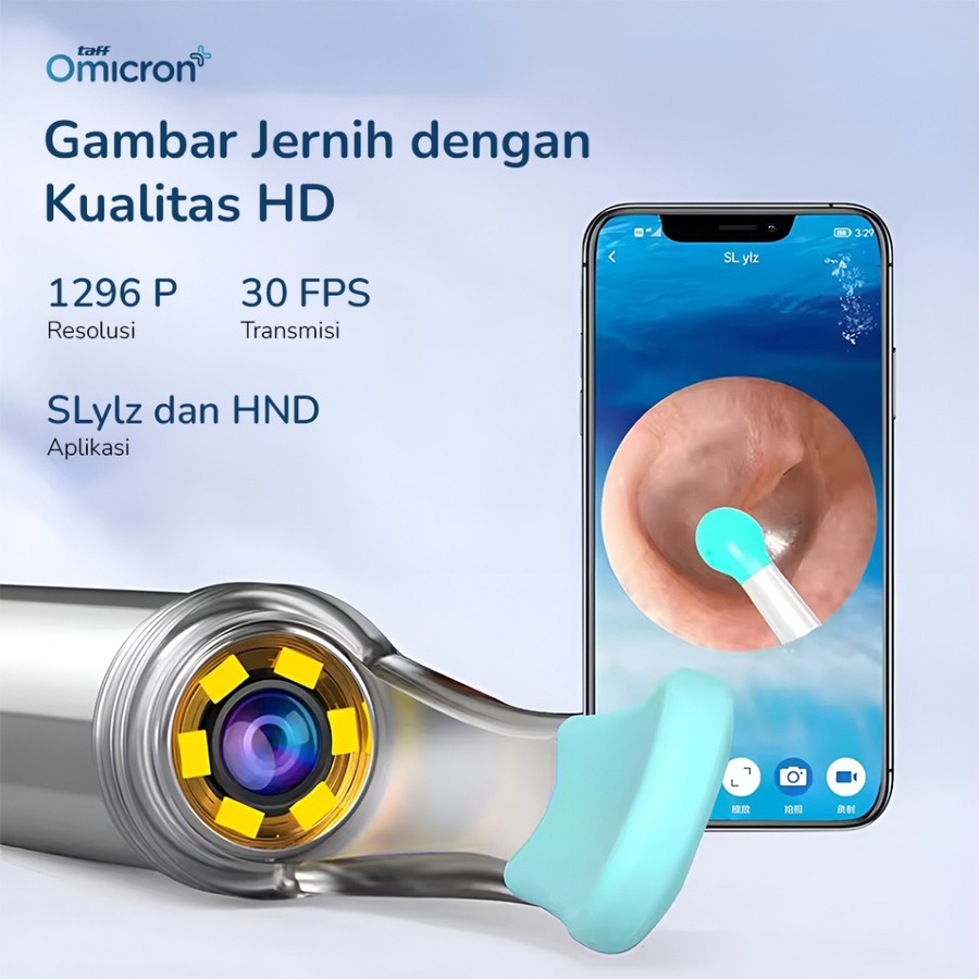 Jakarta Digital Nusantara TaffOmicron Kamera Endoskopi Pembersih Telinga Wireless NE3 Hitam