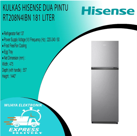 Hisense Group Hisense Kulkas 2 Pintu 181L  RT208N4ISN