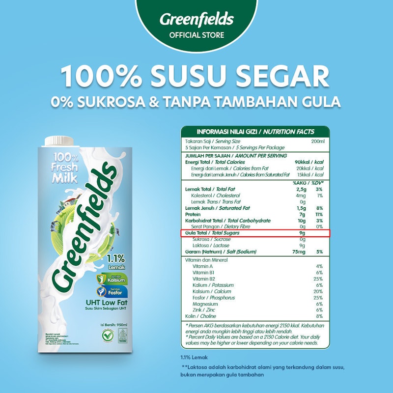 Greenfields UHT Low Fat 950 ml 3