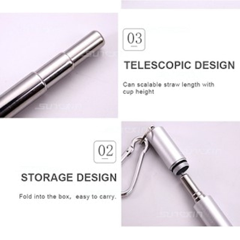 Sedotan Teleskopik Portable Bahan Stainless Steel 3