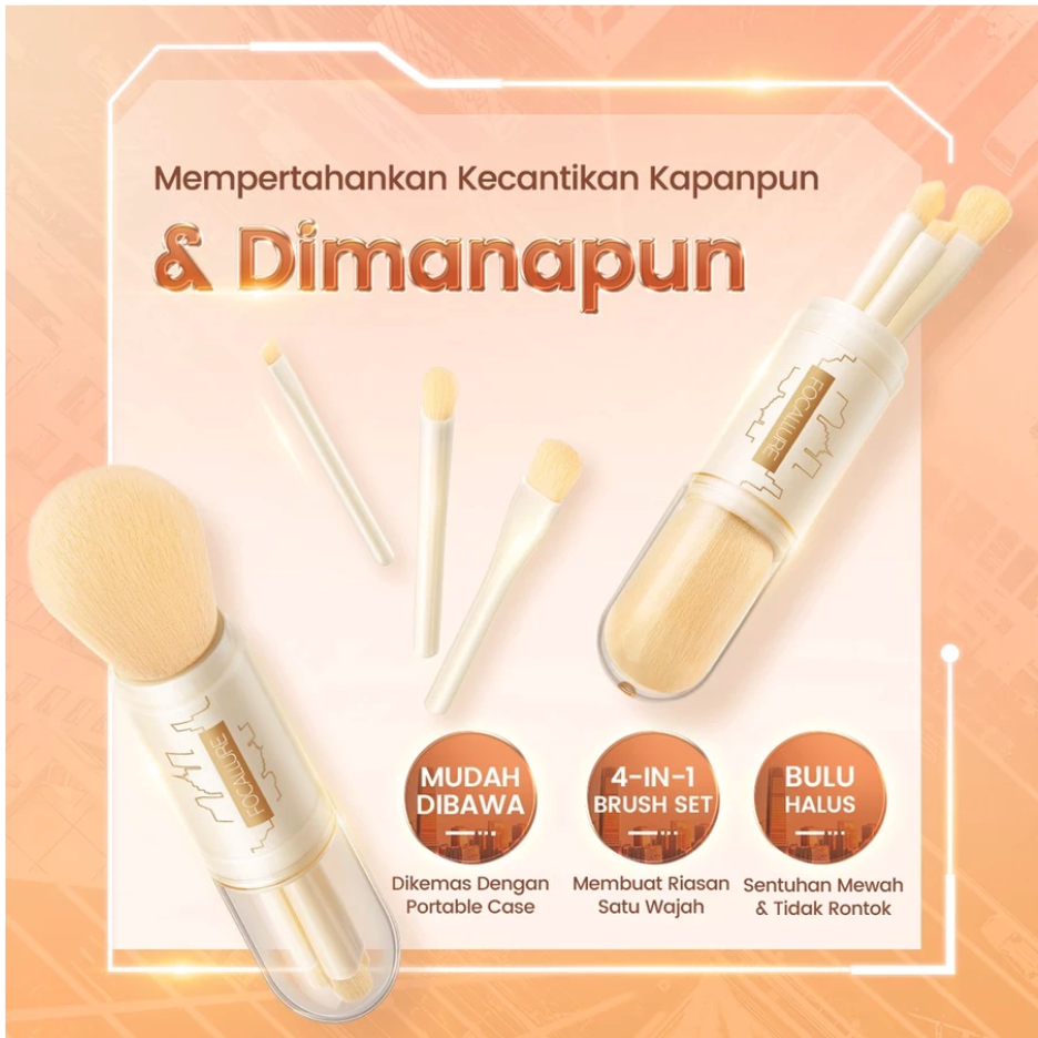 FCL Internasional Indonesia FOCALLURE #ModernUrban 4-in-1 Makeup Brush Set