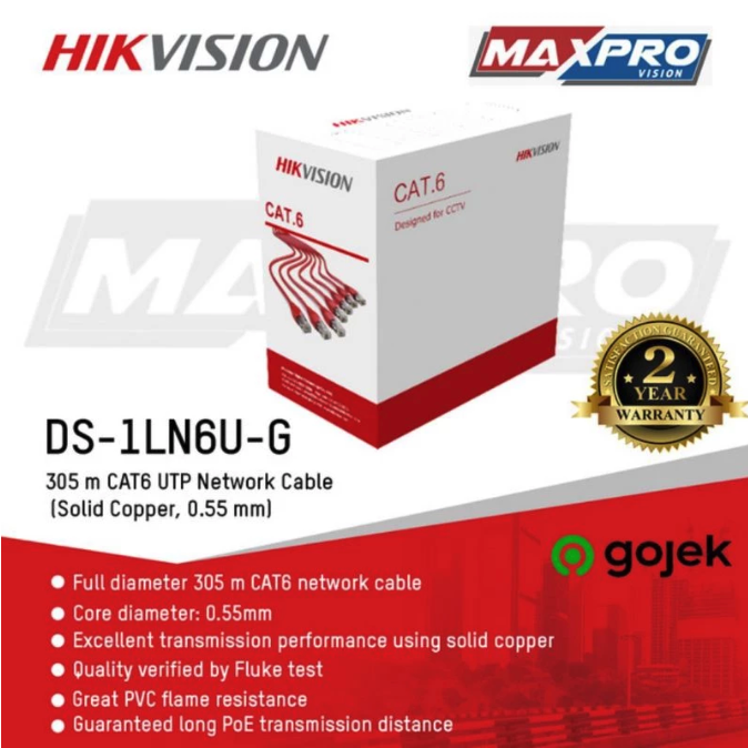 Hangzhou Hikvision Digital Technology Hikvision CAT6 UTP Network Cable DS-1LN6U-W/CCA