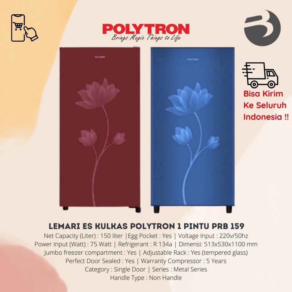 Hartono Istana Teknologi Polytron Kulkas 1 Pintu Metallic  PRB 159