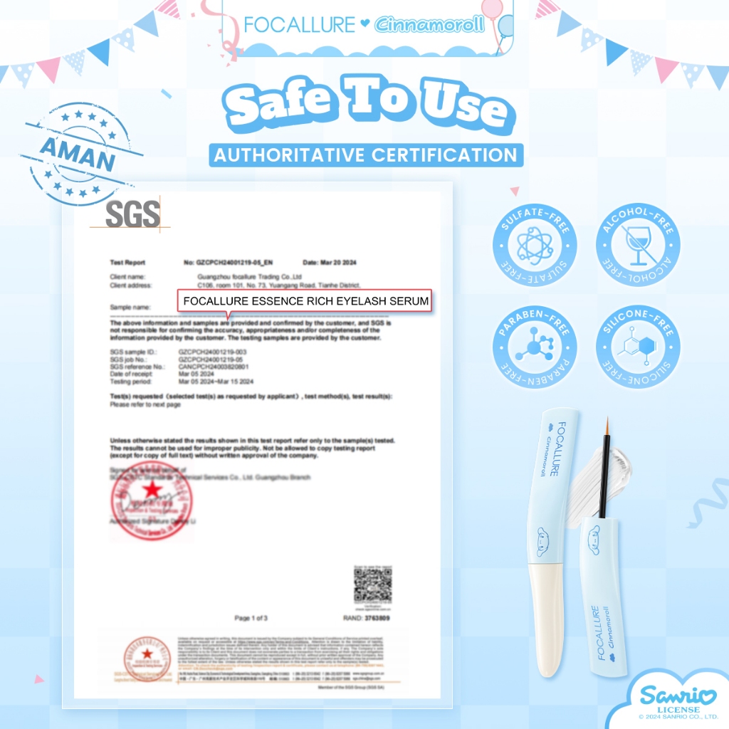 FCL Internasional Indonesia FOCALLURE X Sanrio Essence Rich Eyelash & Brow Serum