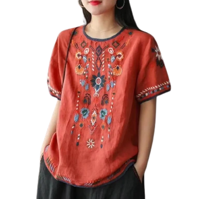  Atasan Lengan Pendek Divya Blouse Bohemian Bordier Etnic 1