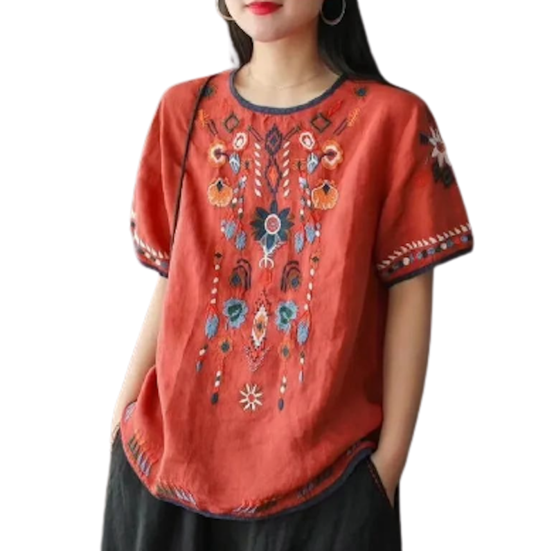 Atasan Lengan Pendek Divya Blouse Bohemian Bordier Etnic 1