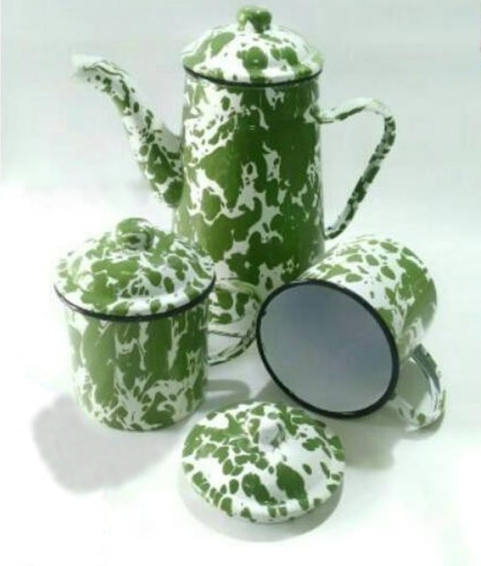 Set Teko Cangkir Lurik Jadul 1