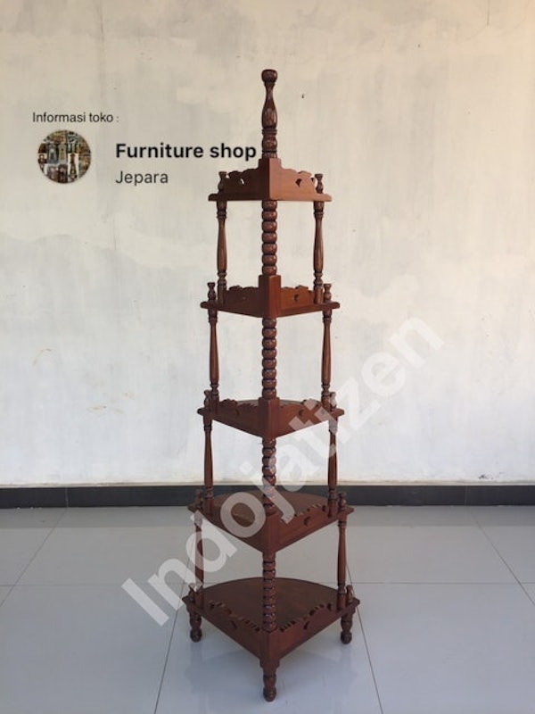 Rak Sudut Hiasan Kayu Jati 3