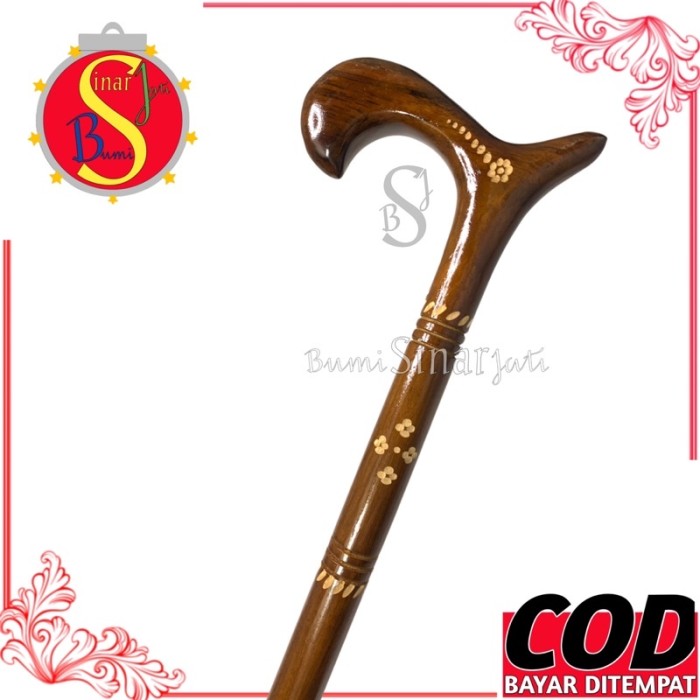  Tongkat Jalan Kayu Jati Asli