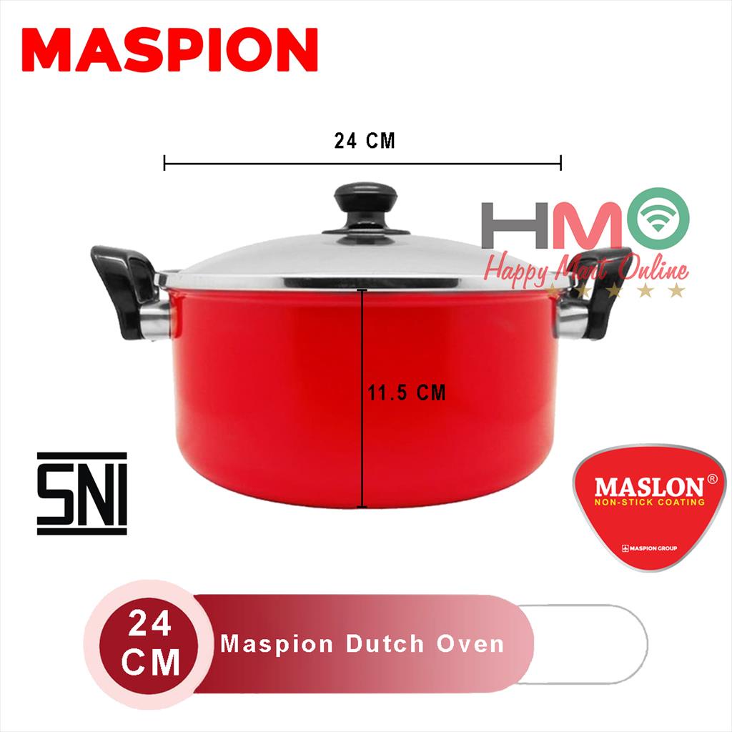 Maspion Logam Jawa Maspion Maslon Dutch Oven Ebonit Handle 26 cm with Glass Cover