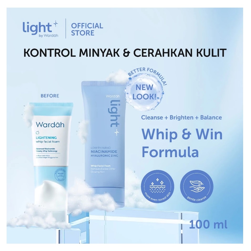 Paragon Technology and Innovation Wardah Light+ Low pH Nano Niacinamide Hyaluronic Zinc Whip Facial Foam