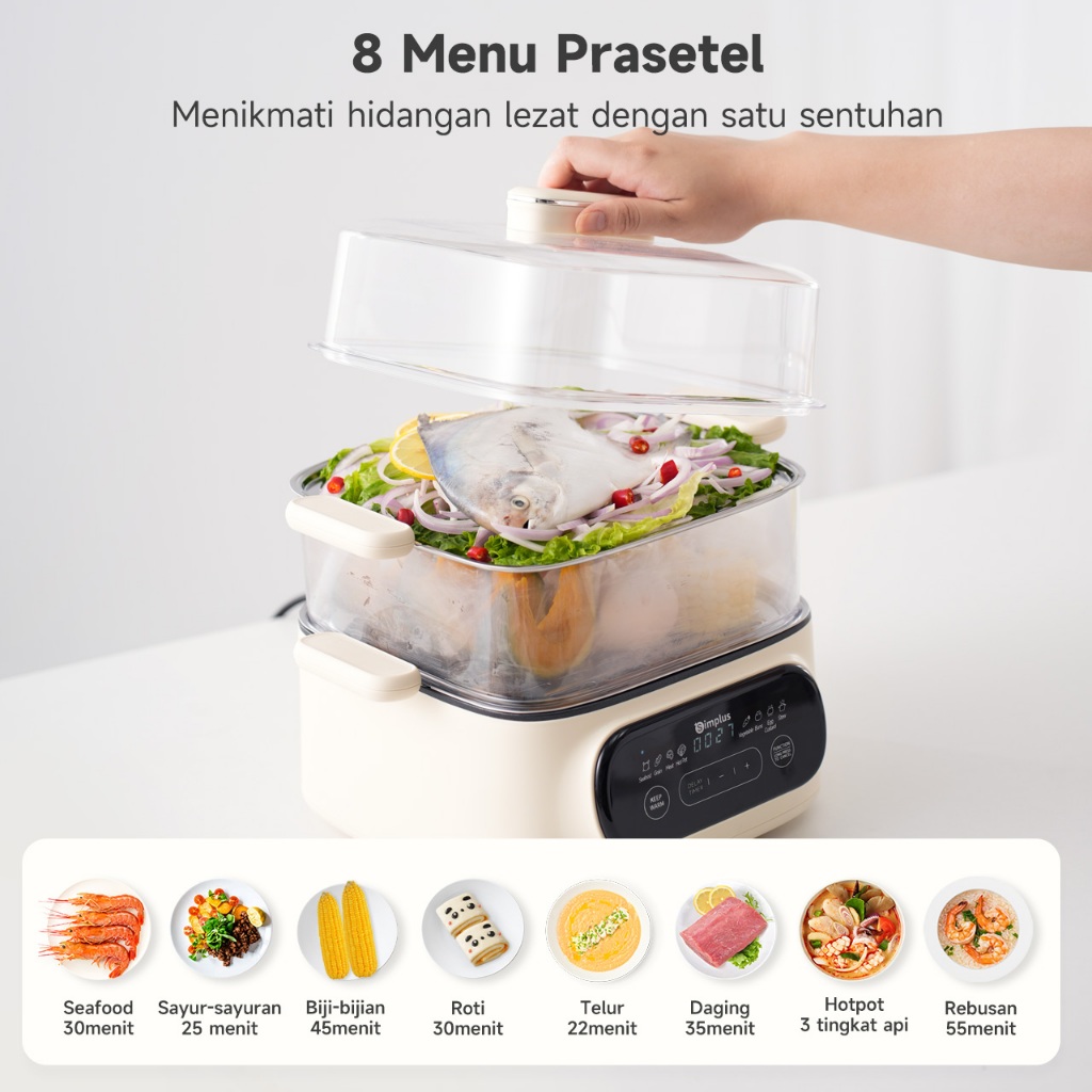 Simplus Simplus Kukusan Listrik 2 Tingkat Kapasitas 11L