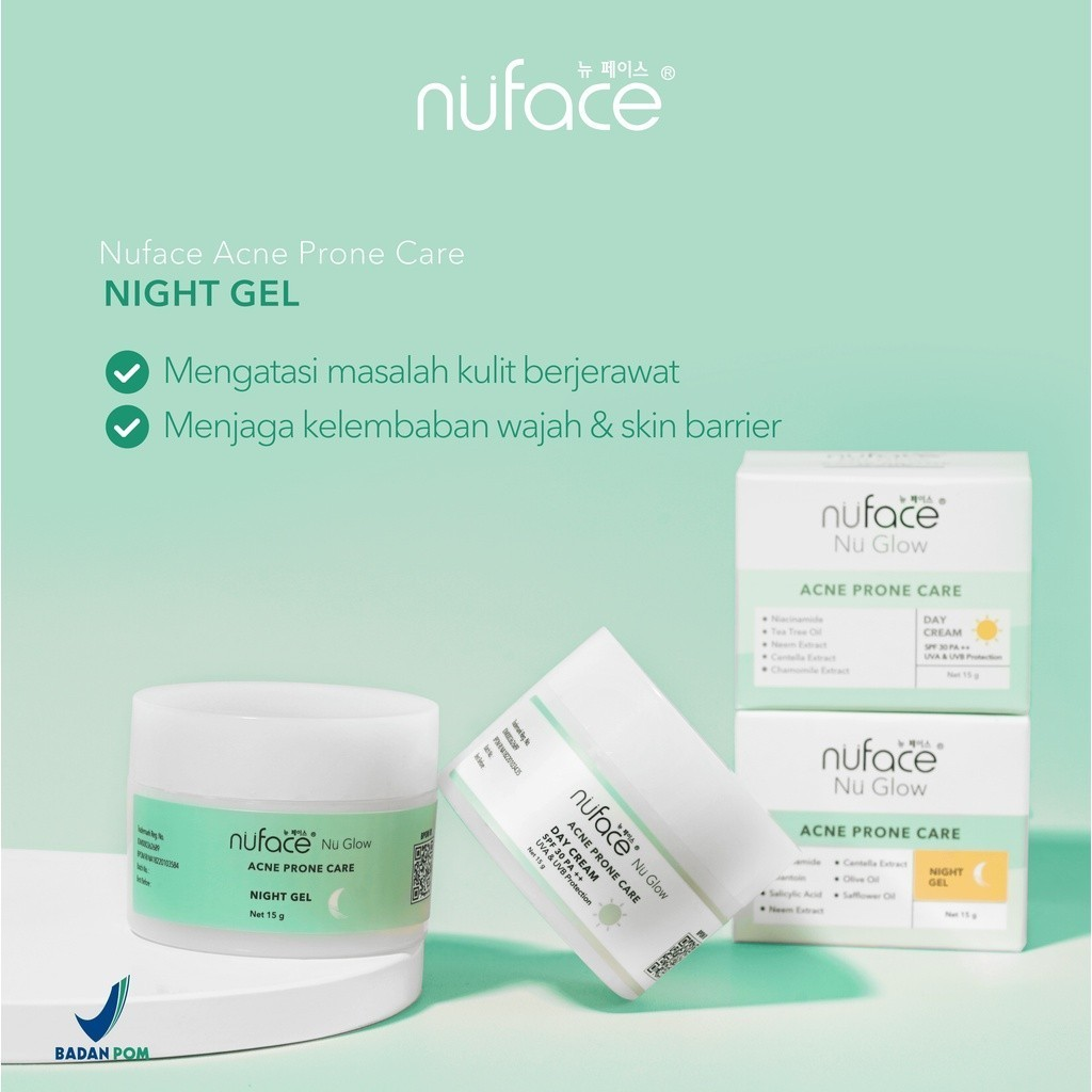 Victoria Care Indonesia Nuface Nu Glow Acne Prone Care Night Gel 