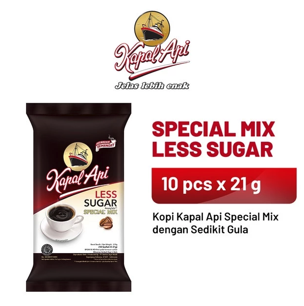 Santos Jaya Abadi Kapal Api Special Mix Less Sugar (10 sachet x 21 gram)