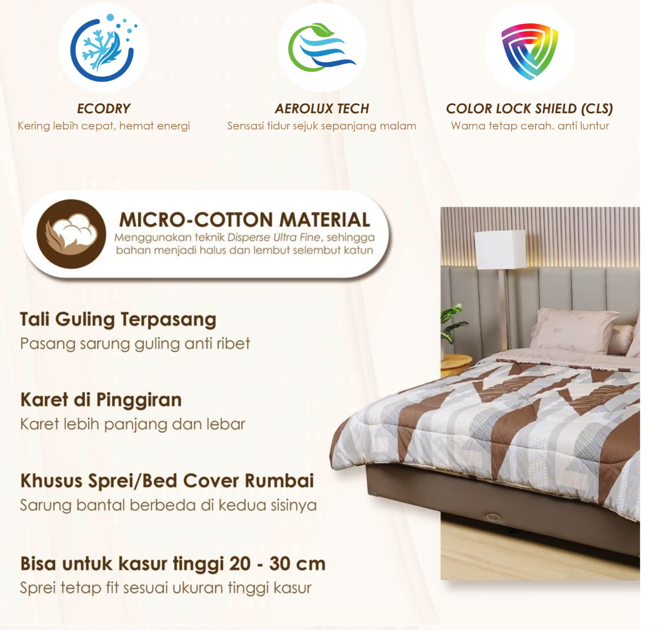  Internal Tekstil Grup Lady Rose® Prime Sprei King Bantal 2 Live