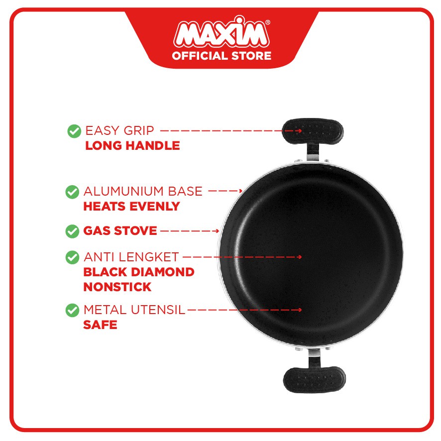 Maxim Indonesia Maxim New Commercial Panci Teflon Anti Lengket 22cm Dutch Oven NNCODO22DDT