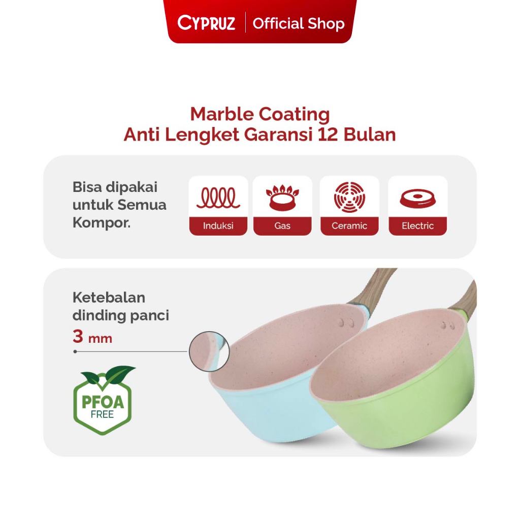 Cypruz Color Marble Sauce Pan