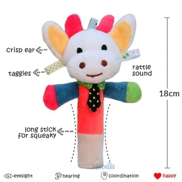 Marveila Rattle Squeeze Stick Taggies Cow
