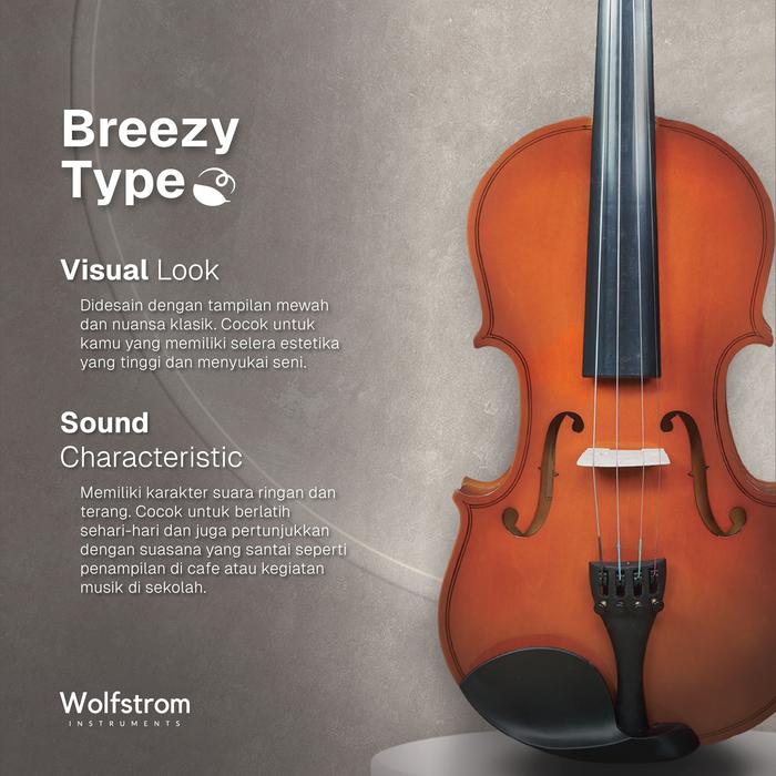  Wolfstrom Velanto Violin Klasik Full Set Ukuran 1/2