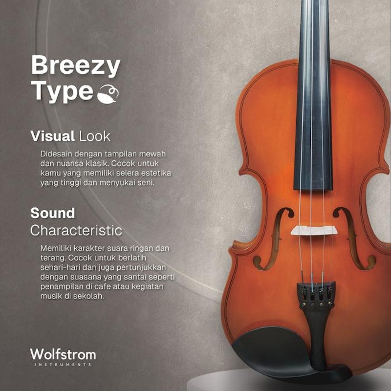 Wolfstrom Velanto Violin Klasik Full Set Ukuran 1/2 2