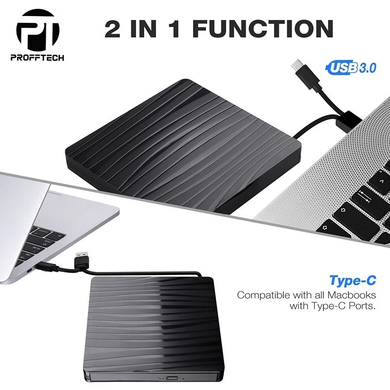 PROFFTECH External CD DVD RW Optical Drive