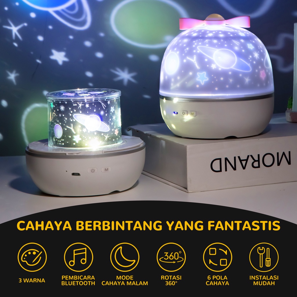 Hyderson Lampu Tidur Proyektor LED 3 Warna Starlight