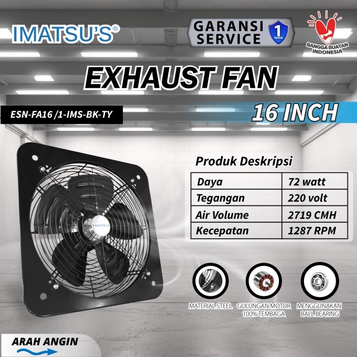 Imatsu Electric Indonesia Imatsu's Wall Exhaust Fan 16 inch ESN-FA16/1-IMS-BK-TY
