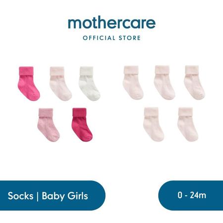 Mothercare 5 Pack Turn-Over-Top Baby Girls Socks 2