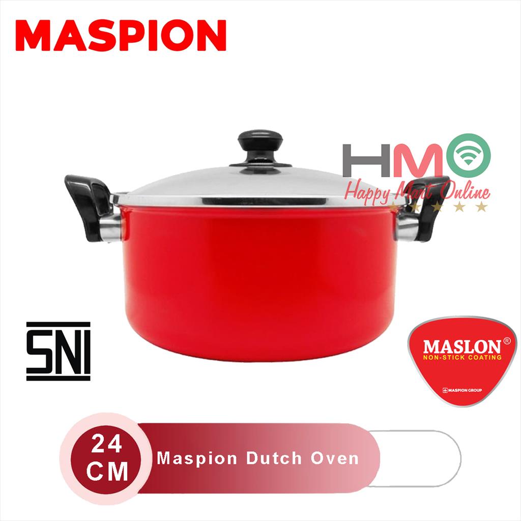 Maspion Logam Jawa Maspion Maslon Dutch Oven Ebonit Handle 26 cm with Glass Cover