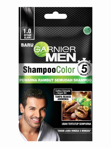 Garnier Men ｜ Shampoo Color 1.0 Hitam Alami